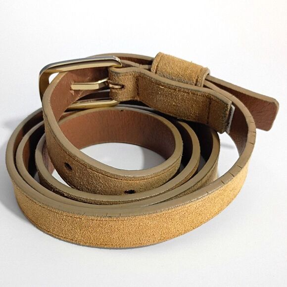 Banana Republic Yellow Tan Leather Women's Belt Small 40" x 3/4" - Picture 3 of 5